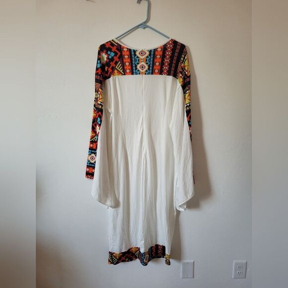 Aztec Tribal Dress Ceremonial Colorful Southwestern Bohemian Retro 70s XXL - Picture 13 of 15